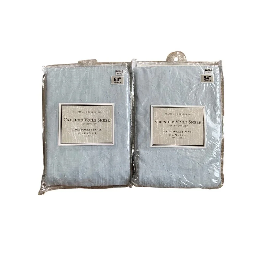 Bed Bath & Beyond Crushed Voile Sheer Rod Pocket Panel Curtains NEW IN PACKAGE